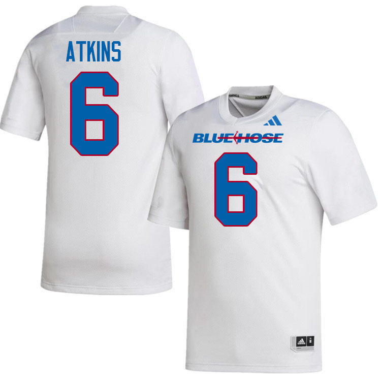 Presbyterian Blue Hose #6 BJ Atkins College Football Jerseys,Uniforms-White